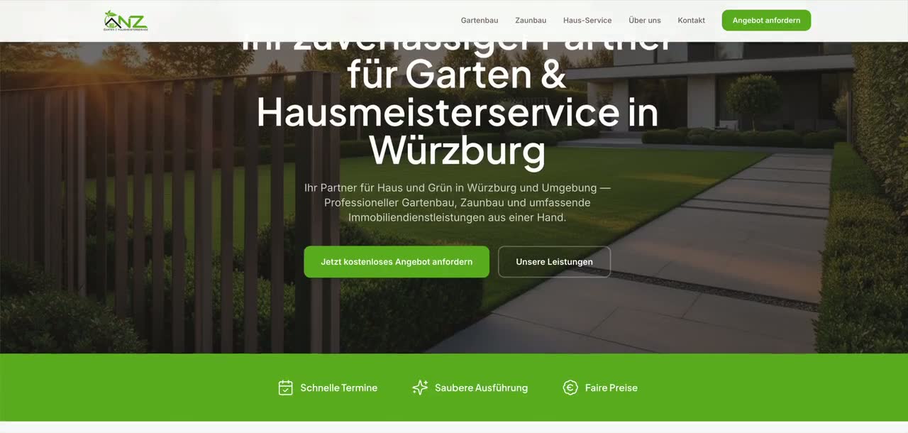 Statische Vorschau der Website von NZ Garten